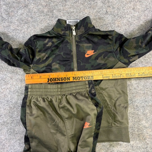 Nike Sportswear Toddler Camo Tracksuit Set Jacket Pants Green Orange Logo 24M - Picture 11 of 12